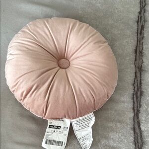 Round Pink Velvet Accent Pillow